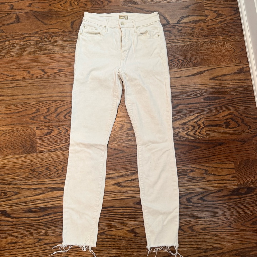 MOTHER High Waisted Looked Ankle Fray